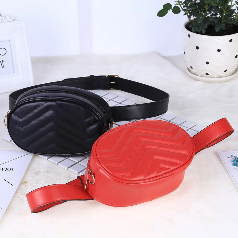 Женская сумка через плечо из искусственной кожи на пояс для девочек круглый