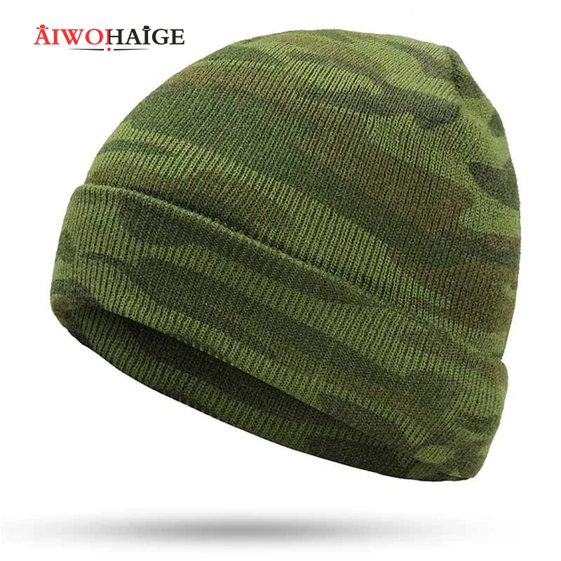 Зимние мужские вязаные камуфляжные шапки брендовые зимние теплые новые Gorros Touca