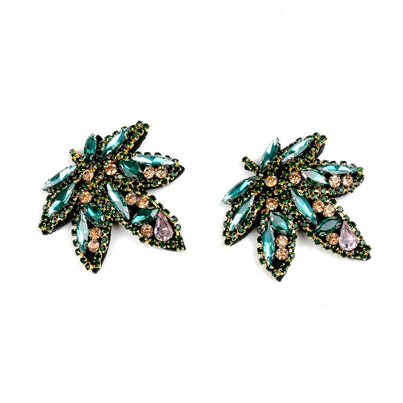 2 шт./лот/лот маленькие Блестки из бисера зеленый кленовый лист Аппликации для DIY