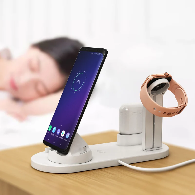 3 in 1 wireless charging induction charger stand for iphone x xs max xr 8 airpods apple watch 2 in 1 docking dock station 3in1 free global shipping