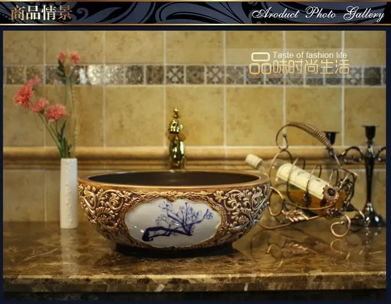 Ручная работа в европейском стиле форме цветка столешница для ванной комнаты