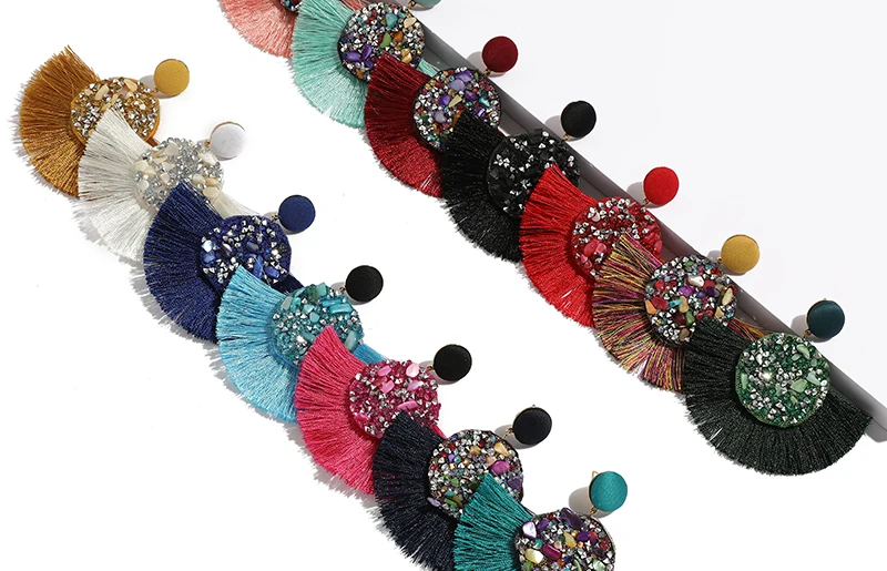 CWEEL серьги с кисточками для женщин Brincos Boho Эффектные серьги с бахромой круг Винтажные висячие круглые модные ювелирные украшения для ушей