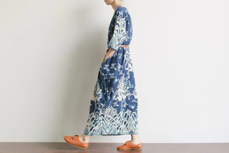 SCUWLINEN Vestidos, женское летнее платье больших размеров, свободное, повседневное, винтажное, с принтом, с коротким рукавом, длинные, вечерние, с цветочным рисунком, льняное платье S04