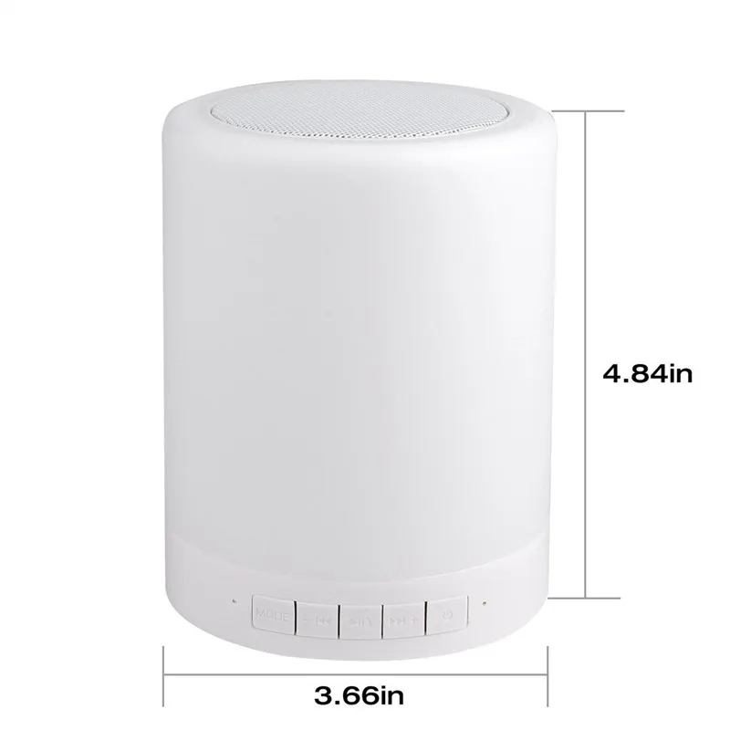 white Ночной светильник Nasin с bluetooth-динамиком, портативный беспроводной bluetooth-динамик TF с сенсорным управлением, цветной светодиодный прикроватный светильник - Цвет: white