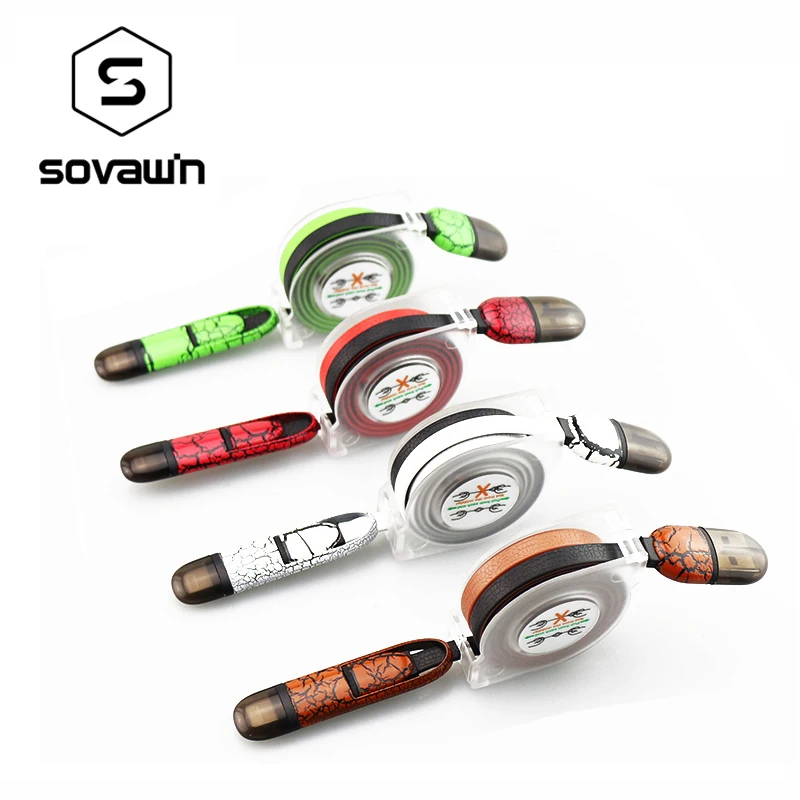 Sovawin выдвижной 2 в 1 кожаный микро зарядное устройство USB кабель для зарядки данных