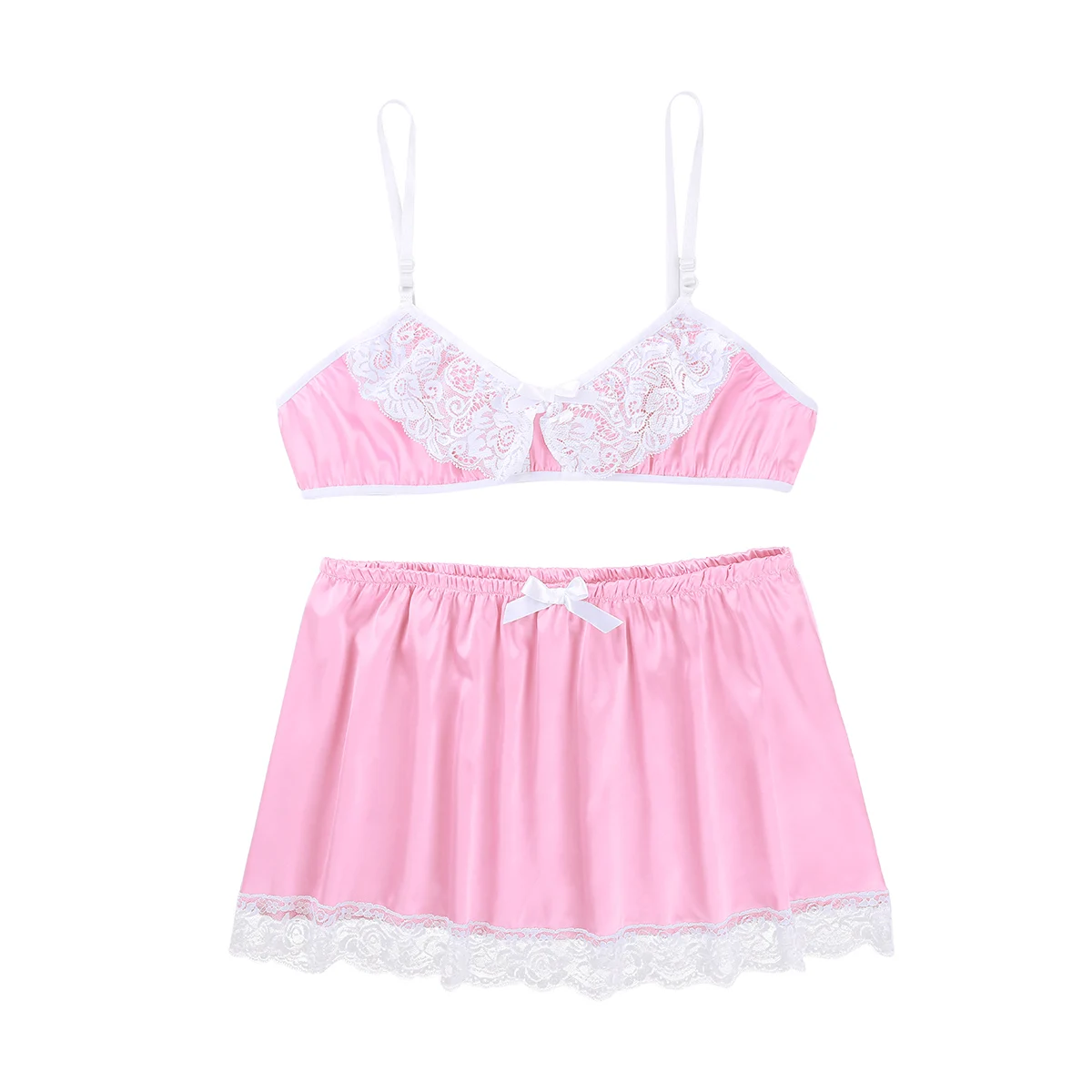 TiaoBug Мужской гладкий атласный кружевной кросс костюм женский регулируемый