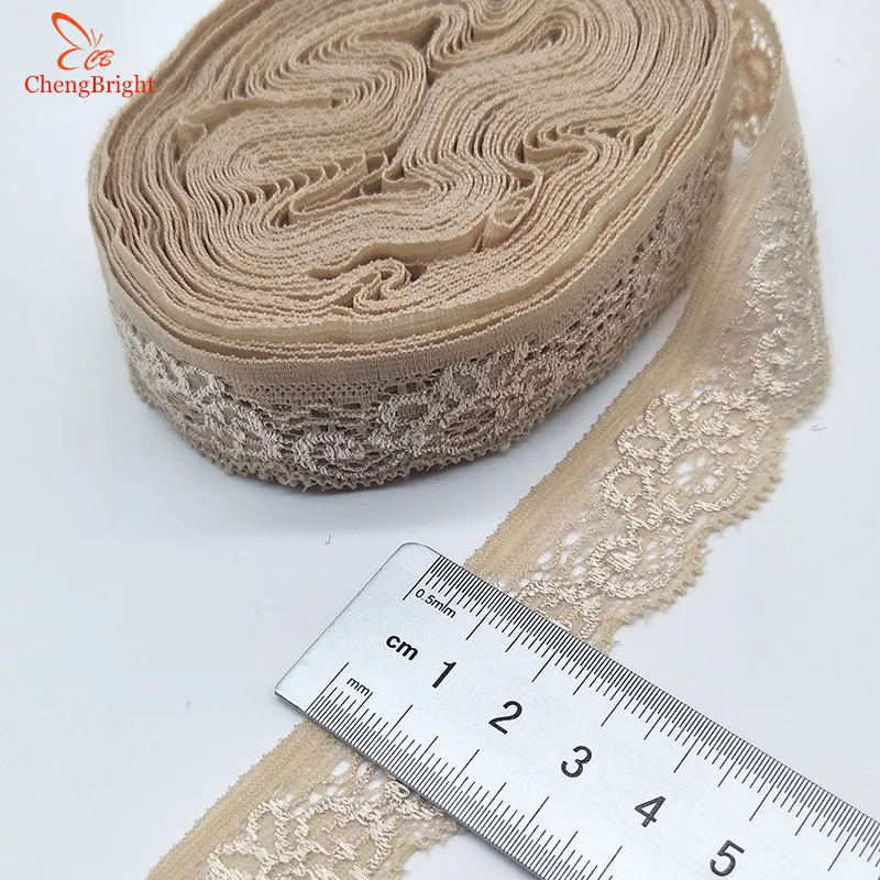 ChengBright, новинка, 10 ярдов, высокое качество, эластичная кружевная лента, белая лента, кружевная отделка для шитья, африканская кружевная ткань, сделай сам