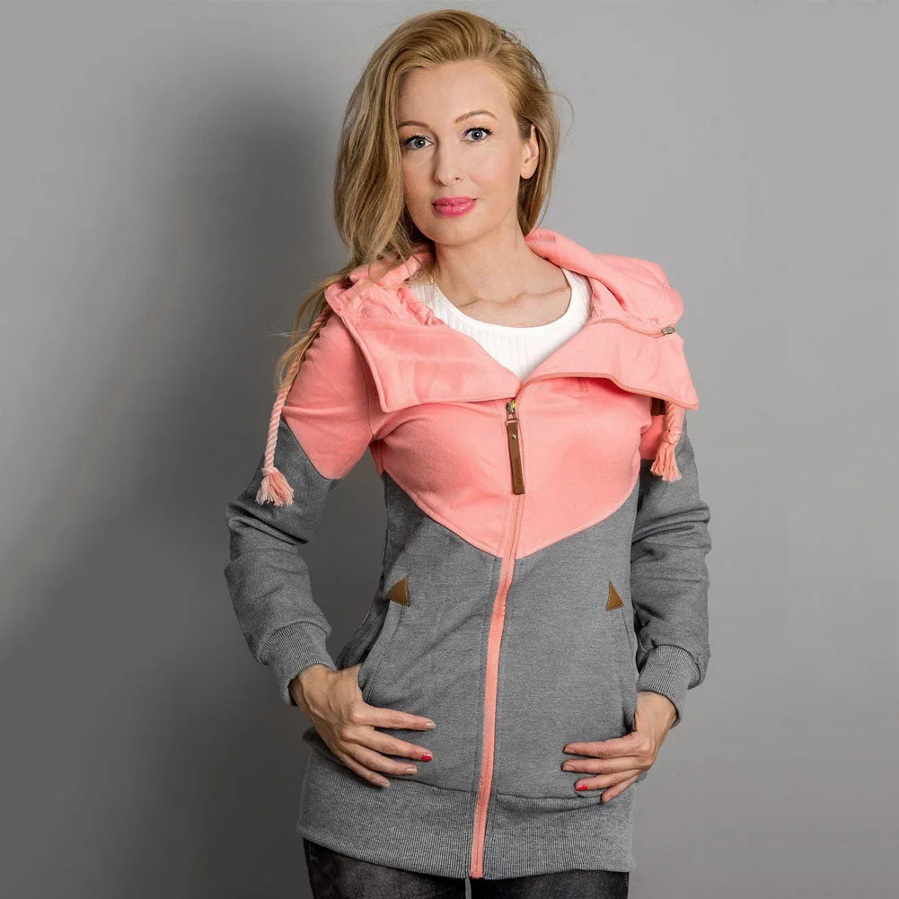 Новая женская осенняя толстовка с длинными рукавами цветным блоком облегающая