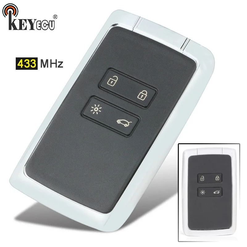 

KEYECU 434mhz Hitag AES PCF7953M 4A Chip 4 Buttons Car Alarm Keyless-Go / Entry Smart Remote Key for Renault Megane 4
