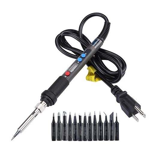 US Plug 110V 110 В/220 В 90 Вт Электрический паяльник цифровой ЖК-дисплей регулируемая температура Solda паяльная станция сварочные инструменты для ремонта Ferro De Sol - Цвет: US Plug 110V
