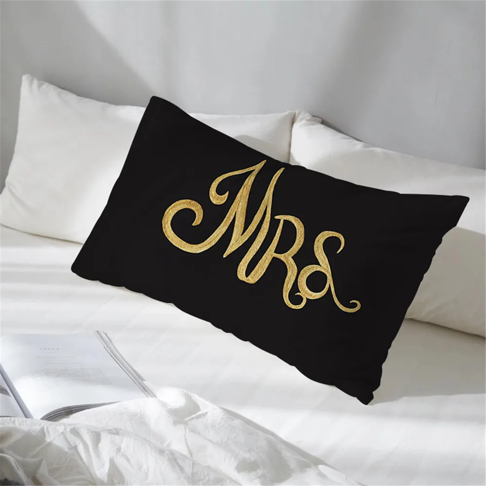 2 шт. пары Подушка Чехол для малышей с принтом в виде букв, с MR MRS печати для влюбленных Подушка Чехол король подушка для королевы крышка Милая подарок ко Дню Святого Валентина D30