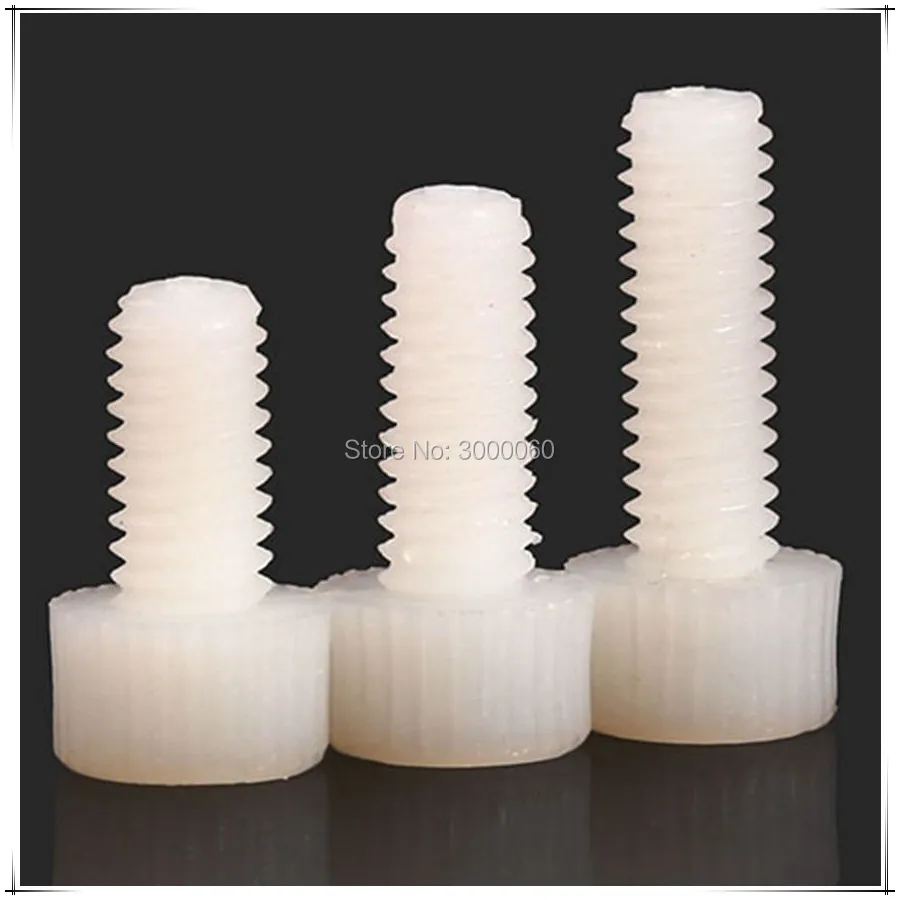 

M6 M8 DIN912 White Plastic Nylon Hexagon Socket Head Cap Bolt Knurled Head Machine Screw 200pcs/lot