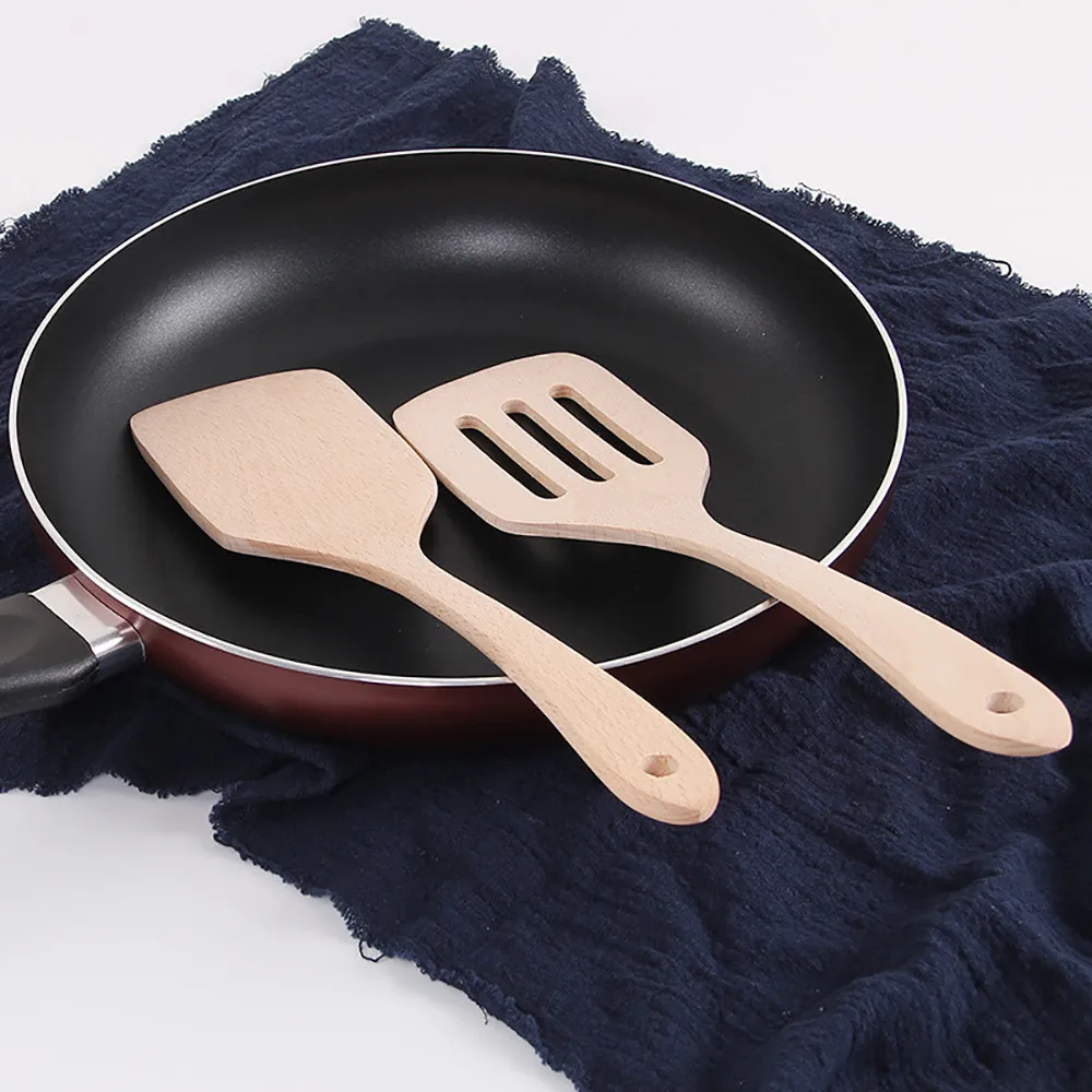 1 шт. натуральное тиковое дерево Тернер шпатель риса ложки деревянная кухонная