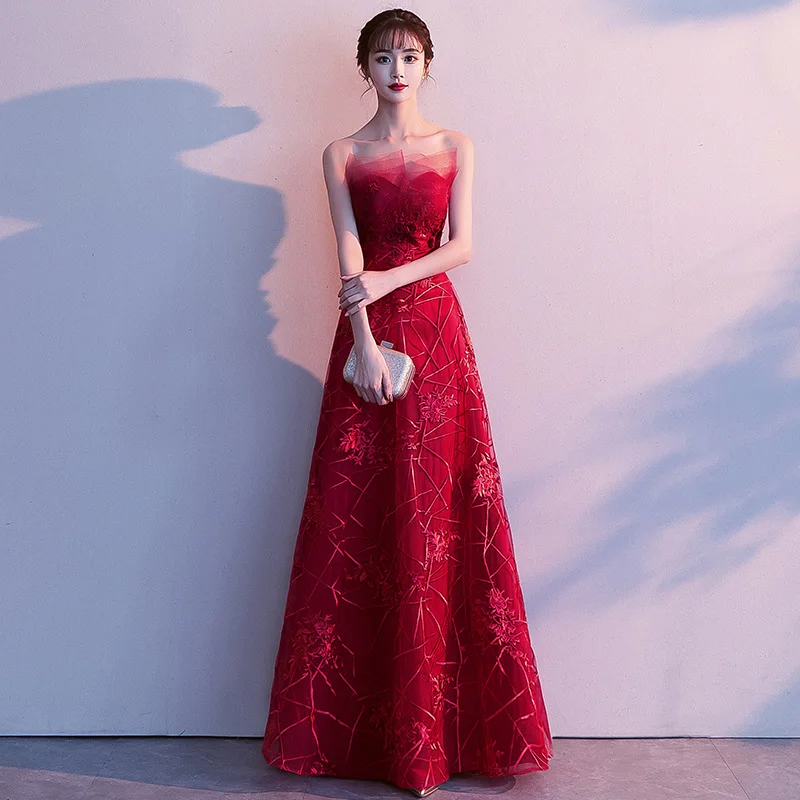 Женское винтажное платье Ципао длинное темно-синего цвета в восточном стиле