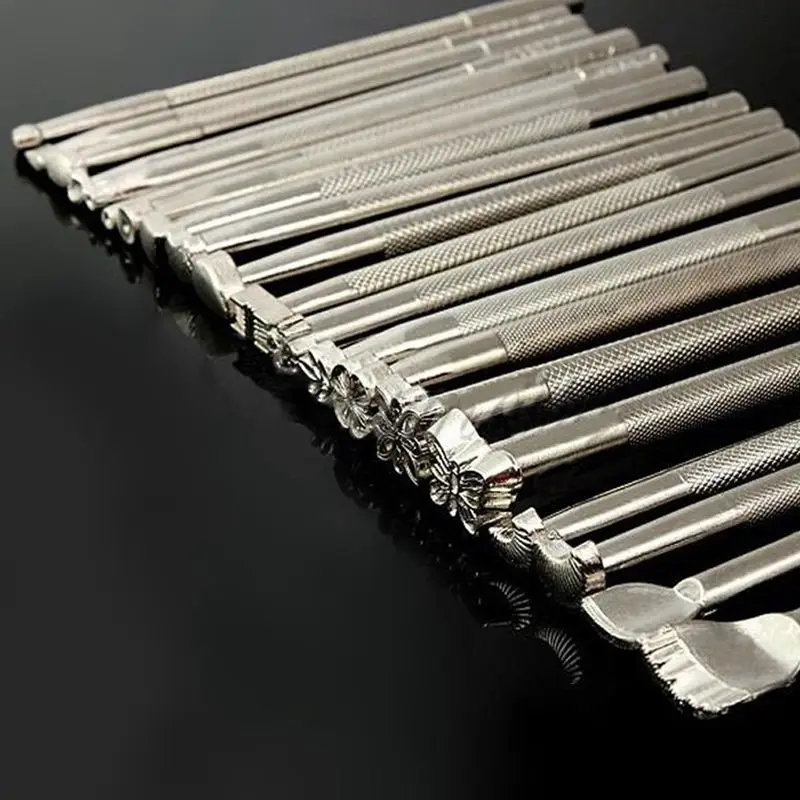 Набор металлических штампов 20 шт./лот инструменты для резьбы по коже изготовления седла|diy stamp|stamp diymetal stamp |