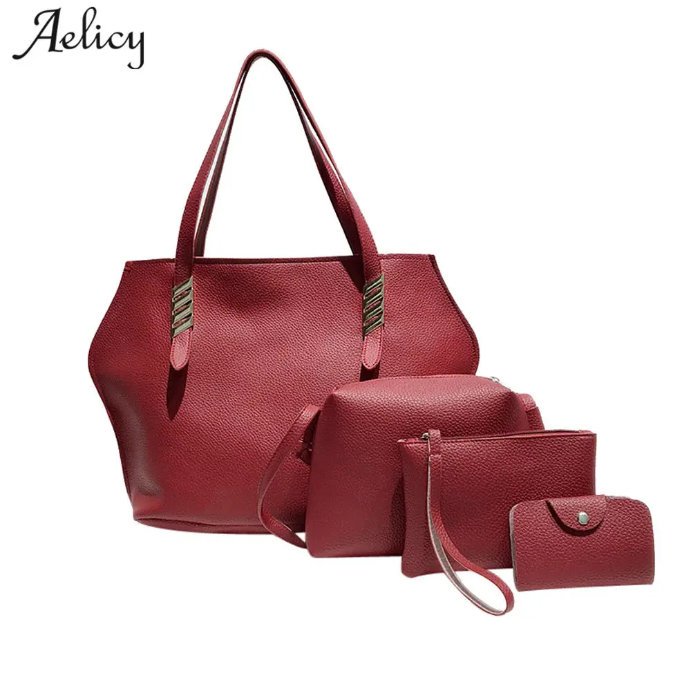 Aelicy Роскошная Новая 4 шт композитная Сумка Набор для женщин PU кожаная сумка на