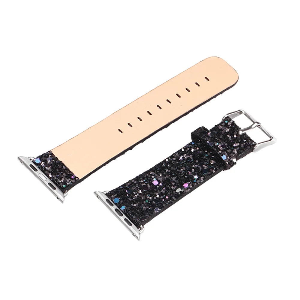 38, 40, 42, 44 мм для Apple Watch, версии 4/3/2/1 кожаный Bling наручных часов Iwatch, ремешок для наручных часов ремень Рождество блестящие Мощность