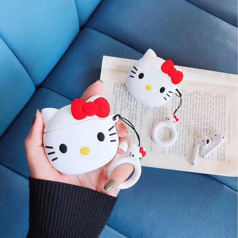 Чехол для airpods с милым котом из мультфильма, защитный чехол с милым котенком, ремешок, Bluetooth, беспроводной чехол для наушников, чехол для air p