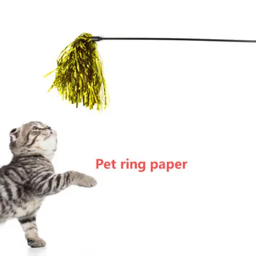 New Interesting 1 Pcs Colorful Ribbon Cat Toy Wand Pet Teaser For Cats Random Color Toys | Дом и сад