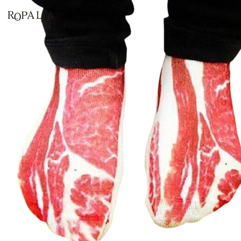 2018 1 Pair Women Men Funny 3D Pork Meat Bacon Low Cut Casual Ankle Socks H9 | Женская одежда