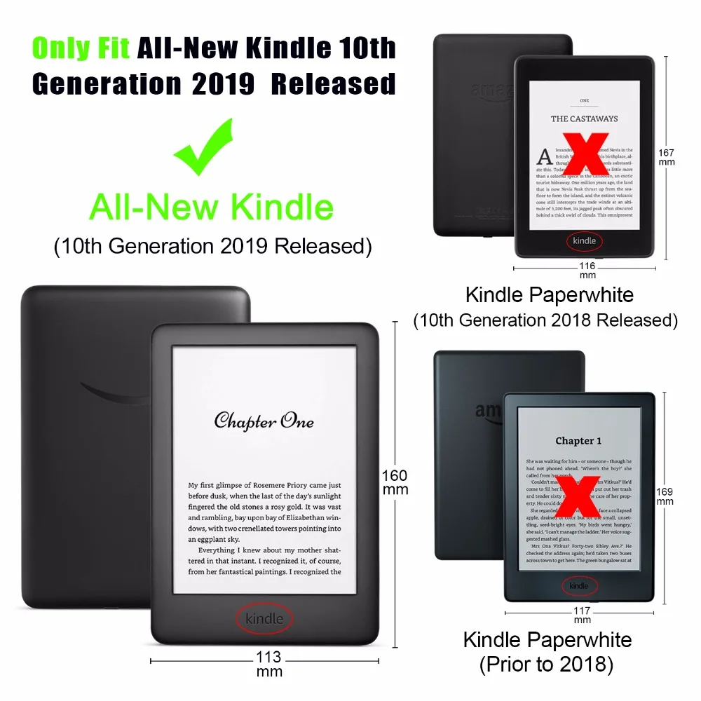 Ультратонкий чехол из искусственной кожи для Amazon New Kindle 2019 выпущенный Магнитный