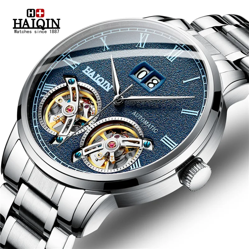 Часы HAIQIN мужские автоматические механические из нержавеющей стали | Наручные