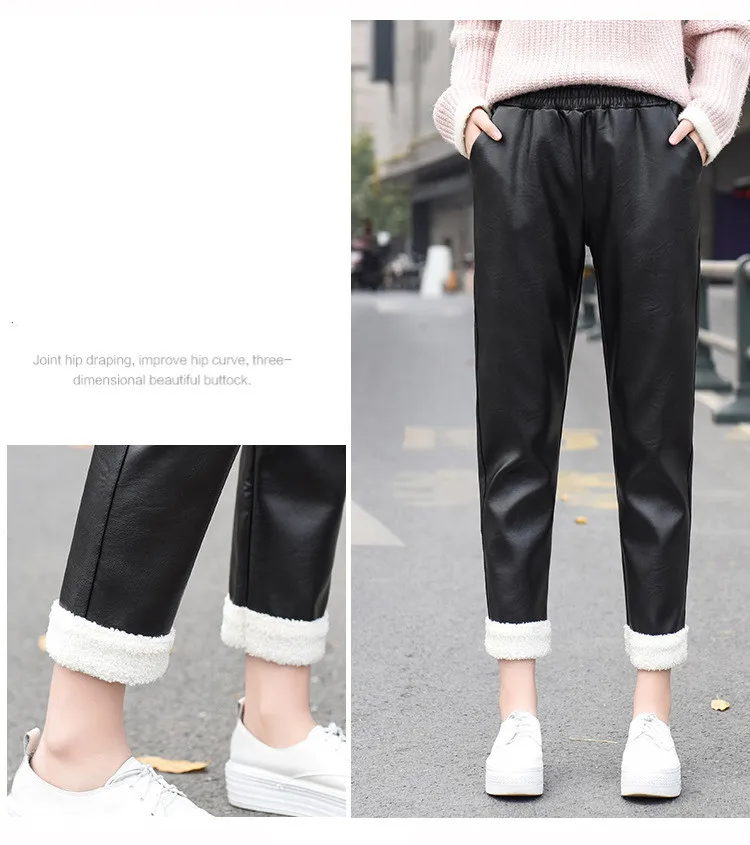 Для осени/зимы 2018 пара замшевых брюк из ягненка с свободными тонкие и толстые