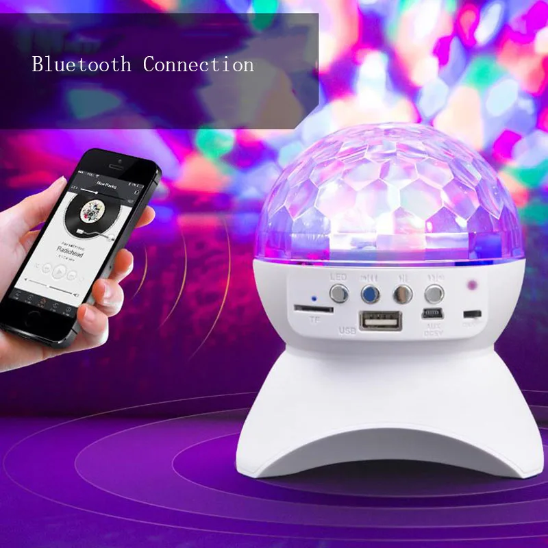Disco DJ вечерние Bluetooth динамик Встроенный светильник шоу сценический светильник ing RGB изменение цвета светодиодный хрустальный шар поддержка TF AUX F