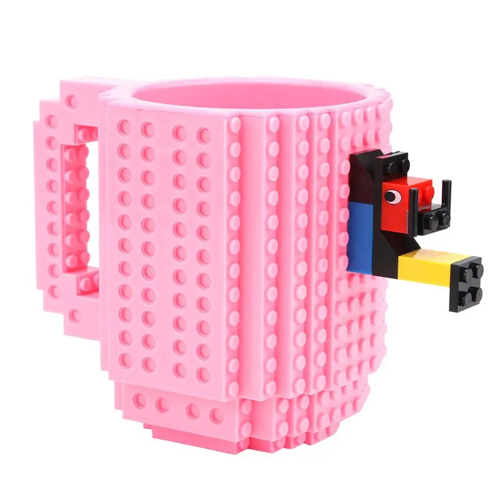 Pink 1 шт 12 унций кофейная кружка сборка-на кирпичной кружке тип строительных блоков чашка кружка-головоломка из блоков «сделай сам» посуда для напитков кружка 11 цветов - Цвет: Pink