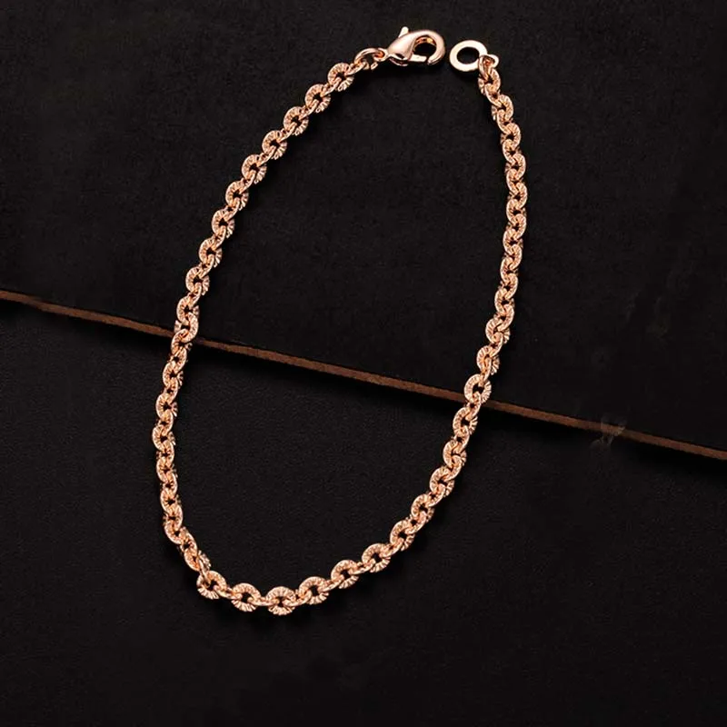 4mm Women Men 585 Gold Color Carve Curb Bracelets Necklace Jewelry Sets | Украшения и аксессуары