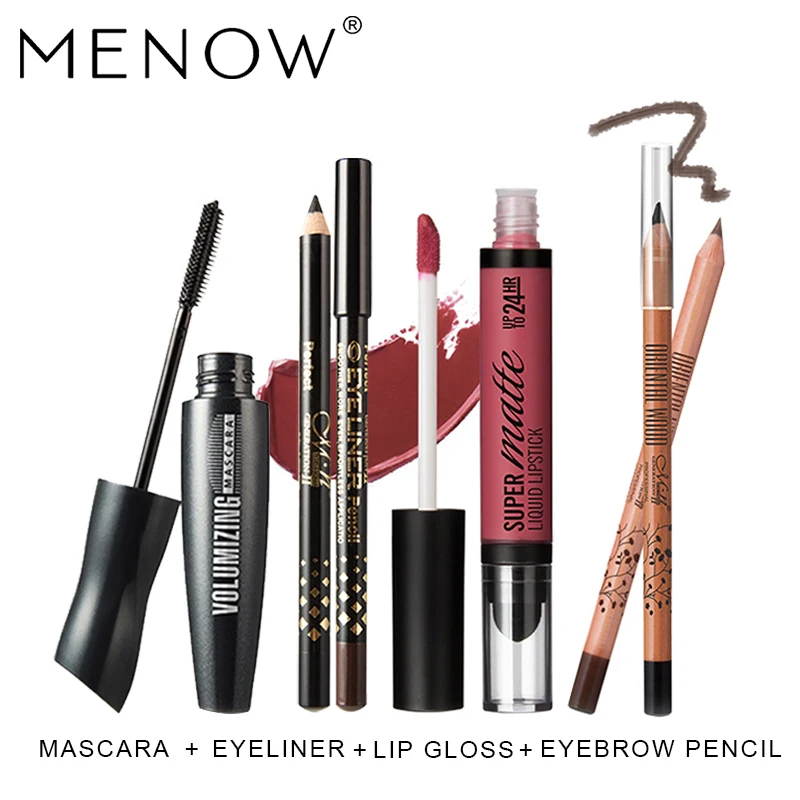 Menow бренд Make Up Set 6 шт. Высокое качество косметический Американский Дерево Карандаш для бровей и губ полная и Водонепроницаемый Тушь для ресниц wholesale5417