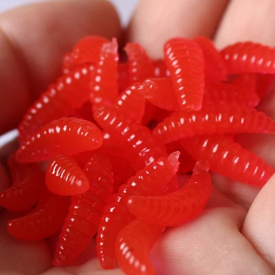 Красный 100 шт./лот мягкие рыболовные приманки Maggots мягкая искусственная приманка червь рыба приманка - Цвет: Красный