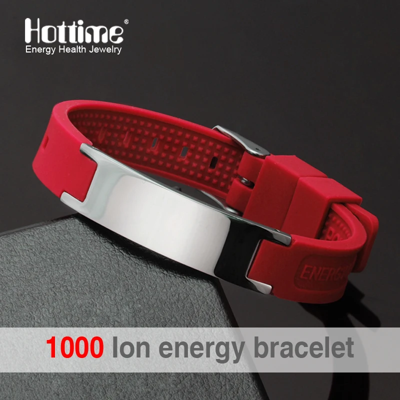 Hottime New Fashion Street Basketball Sports Silicone Bracelet Men Bio Magnetic Energy Titanium Steel Negative ION Bracelets