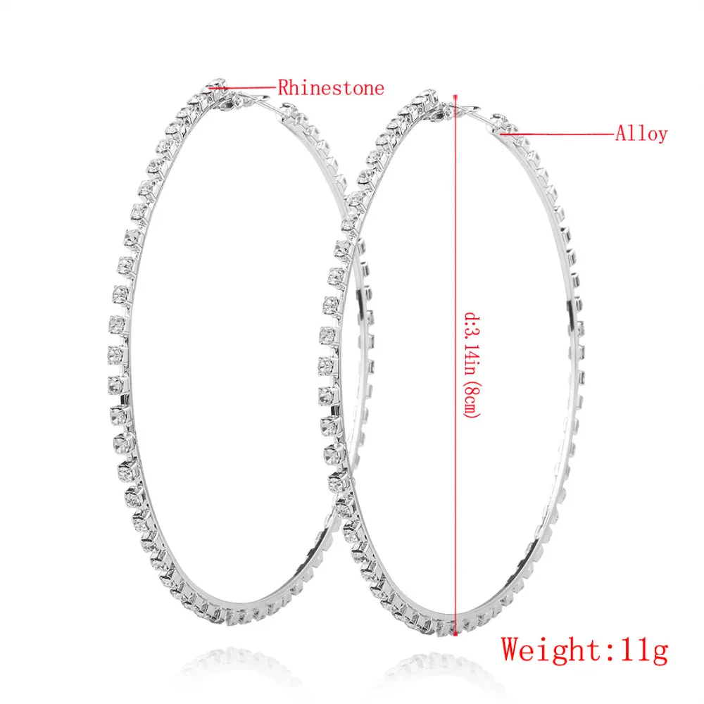 Meidi большие серьги-кольца полный горный хрусталь элегантные женские ювелирные
