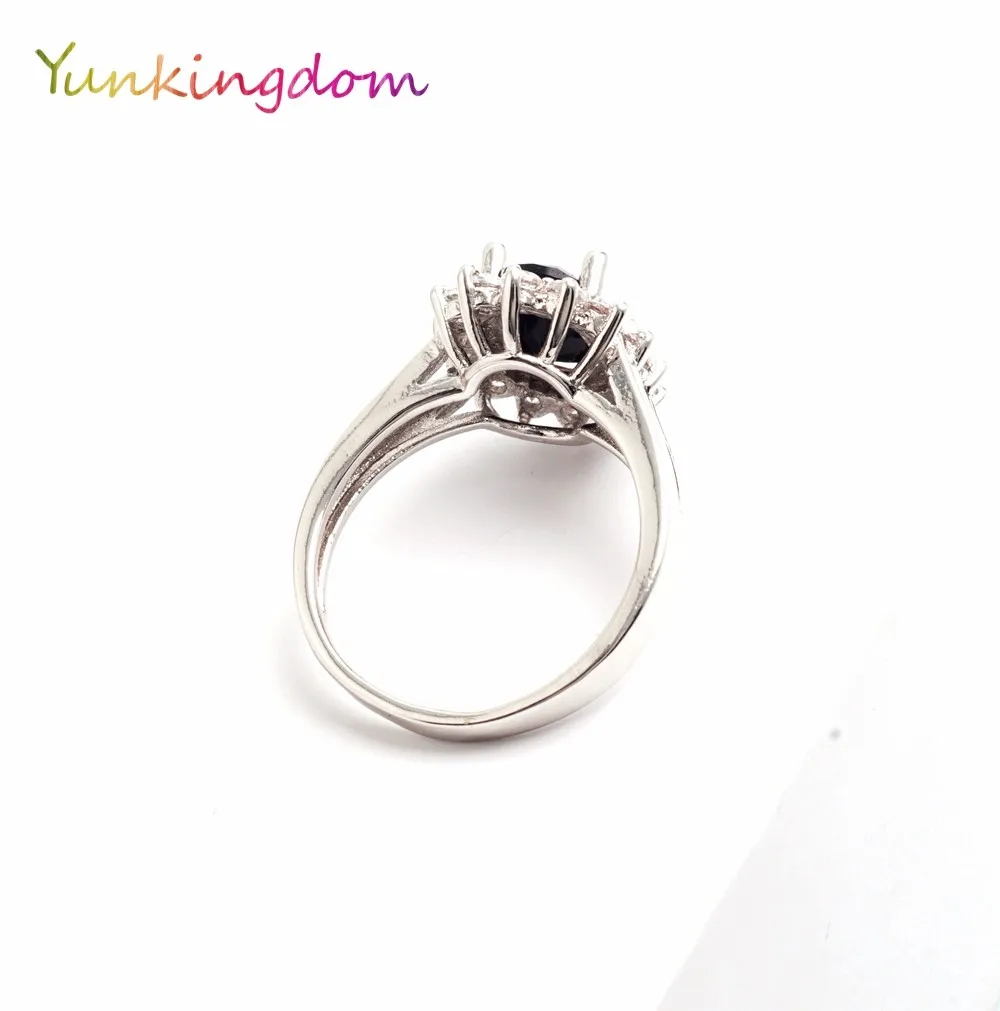 Yunkingdom классические обручальные кольца для женщин Мода цветок черный кубический цирконий кольца