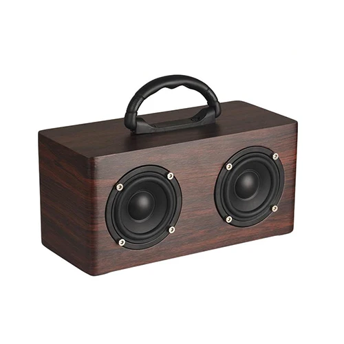 Brown Sovawin W9 деревянный Bluetooth 4,2 динамик 20 Вт сабвуфер беспроводной портативный громкоговоритель в стиле ретро fm-радио 3000 мАч TF AUX для ПК - Цвет: Brown