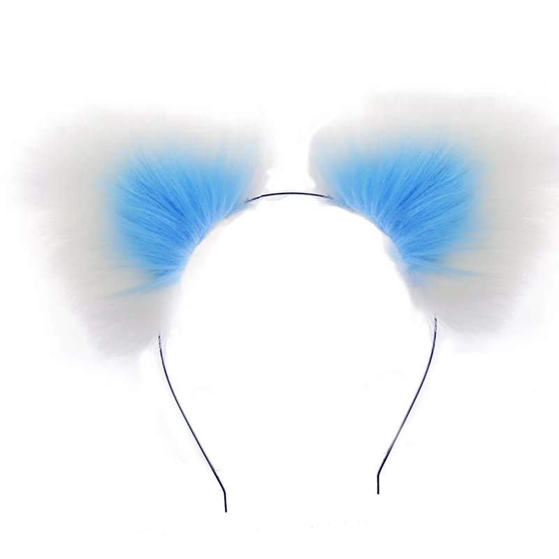 Милые мягкие ободки с кошачьими ушками лисьим хвостом и бантом из металла