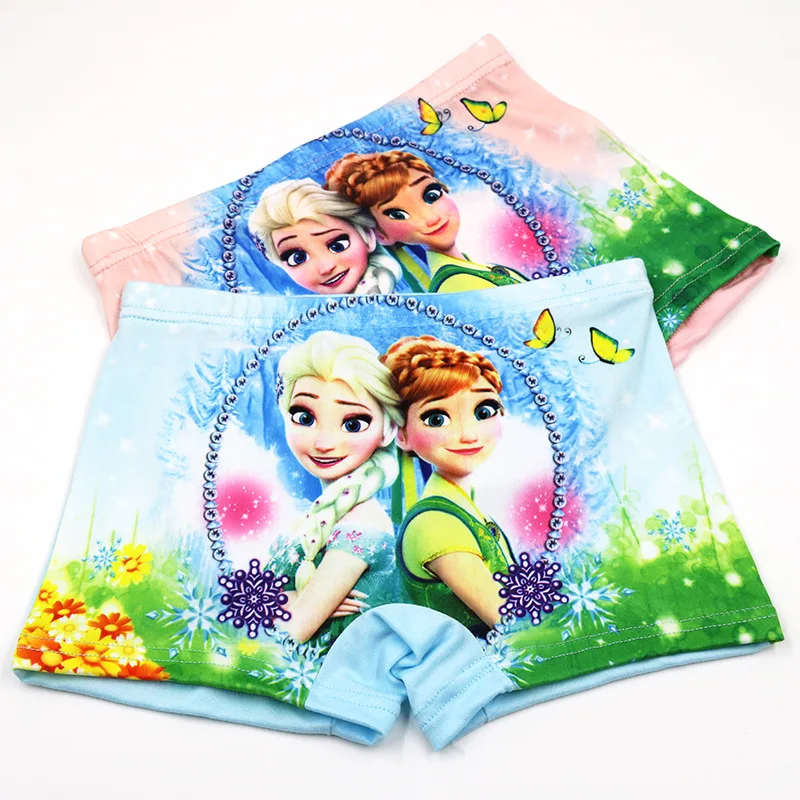 5 шт./партия дышащие шелковые Детские Семейные трусики с рисунком Анны и Эльзы