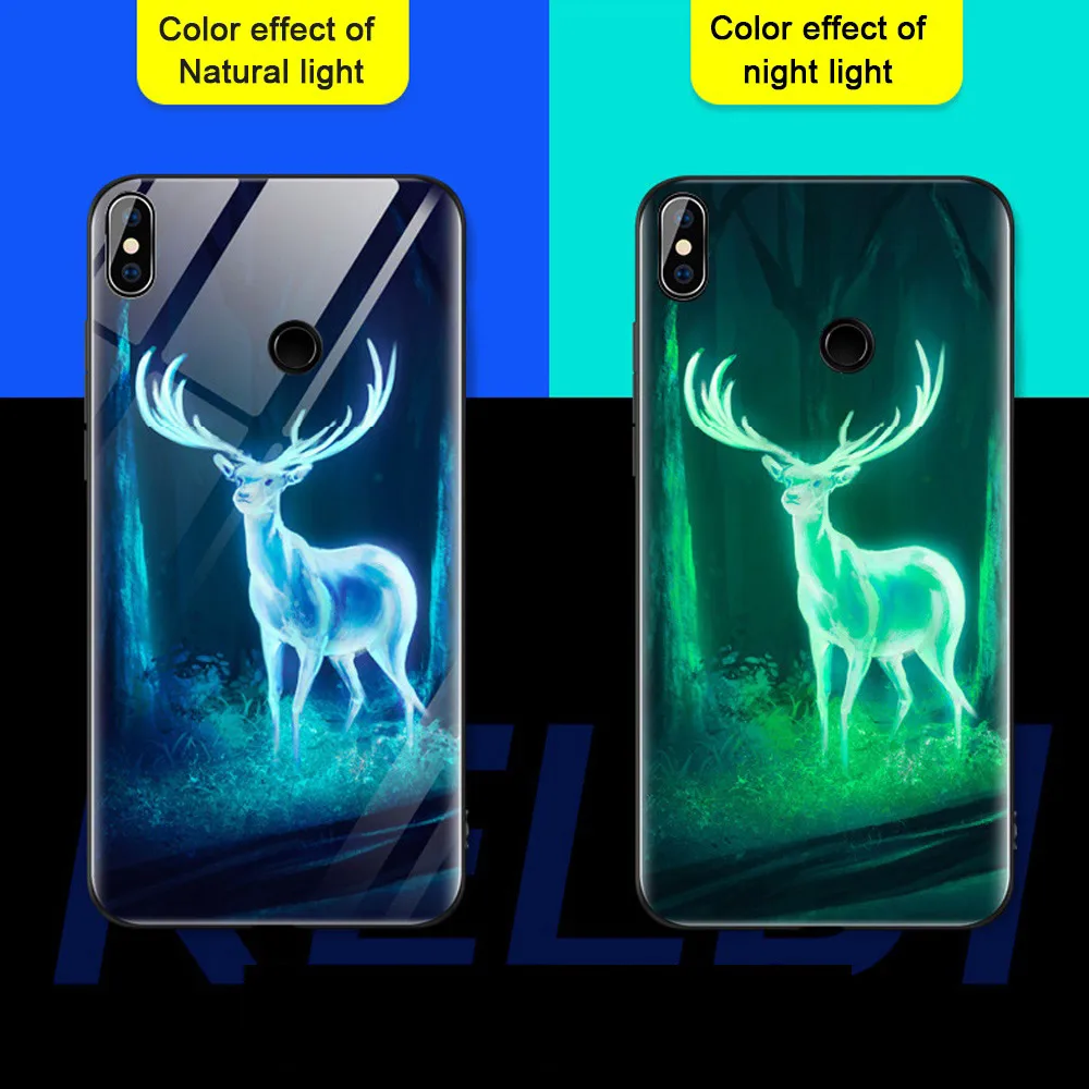 Чехол из светящегося стекла с тигром для iPhone X, 8, 7 Plus, 6, 6 S, 6 Plus, милая задняя крышка из Звездного стекла для телефона с изображением оленя, метеора, туманности, Fundas, бренд