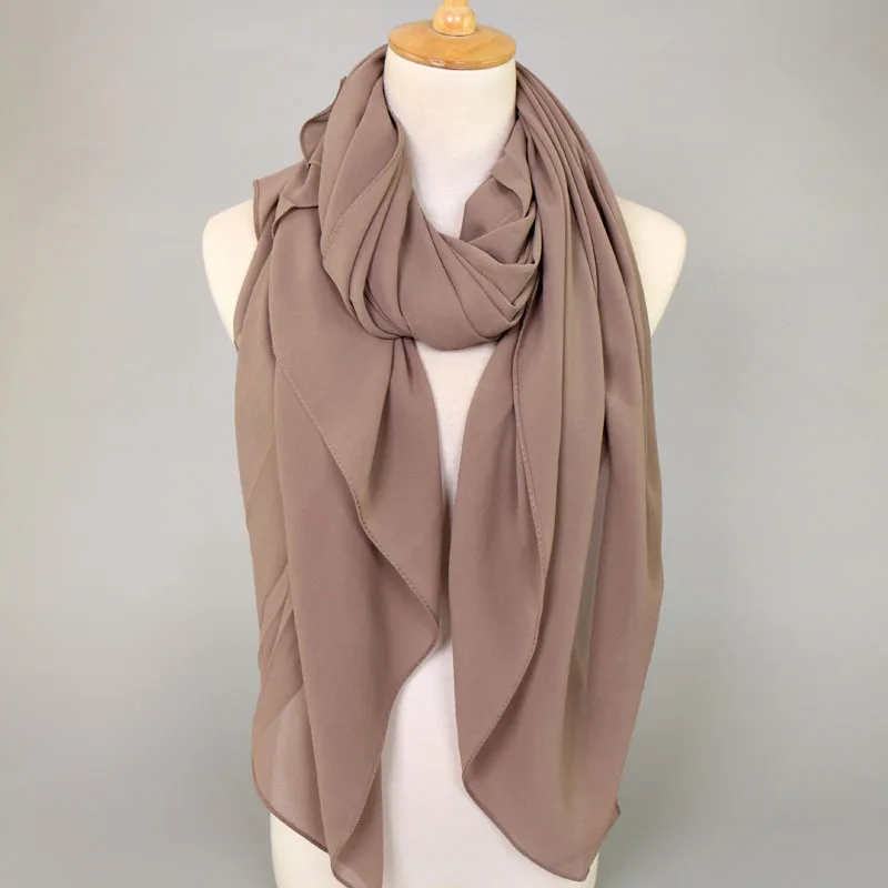 H1183 новейший простой шифоновый мусульманский квадратный шарф большого размера с