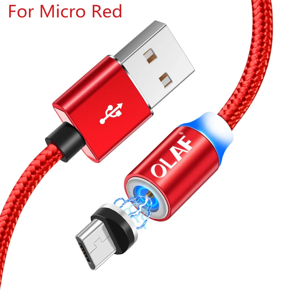 red micro cable Магнитный кабель Олаф Micro usb Type C адаптер для быстрой зарядки Microusb Type-C магнитное зарядное устройство USB C для iphone Huawei Samsung xiaomi - Цвет: red micro cable