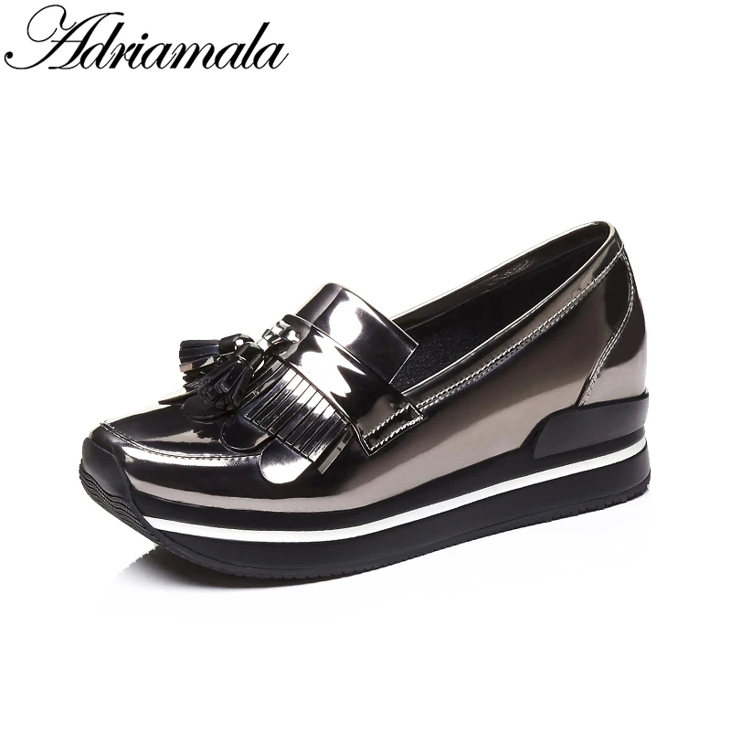 2018 корова Повседневная кожаная обувь Для женщин круглый носок Slip-On Пояса из