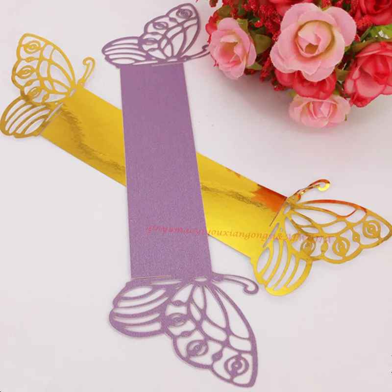 100 шт./лот застежка для салфеток в виде бабочки Кольца украшение стола бумажные