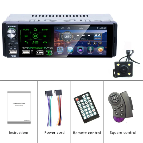 With 4LED Camera Camecho 4,1 дюймов Автомагнитола HD Авторадио мультимедийный плеер Bluetooth 1 Din Универсальный Авто Аудио Стерео RDS двойной USB микрофон - Цвет: With 4LED Camera