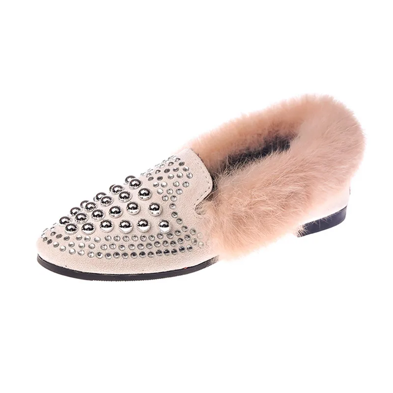 Bling Заклепки Кристалл Мокасины Дамы мягкое дно плоский каблук Женская обувь