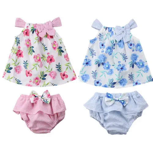 Комплект из 2 предметов одежда для малышей девочек с бантом и цветочным узором