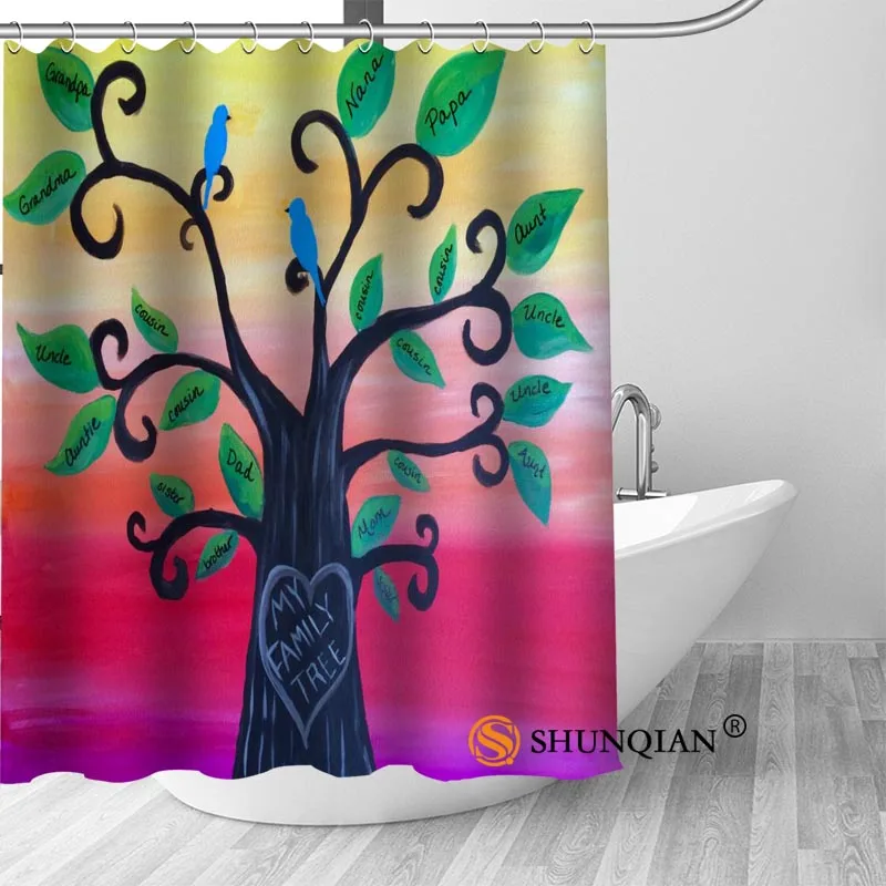 

Custom Tree Paint New Arrival Shower Curtain Bathroom Waterproof Polyester Fabric Printing Bathroom Curtain With Hook