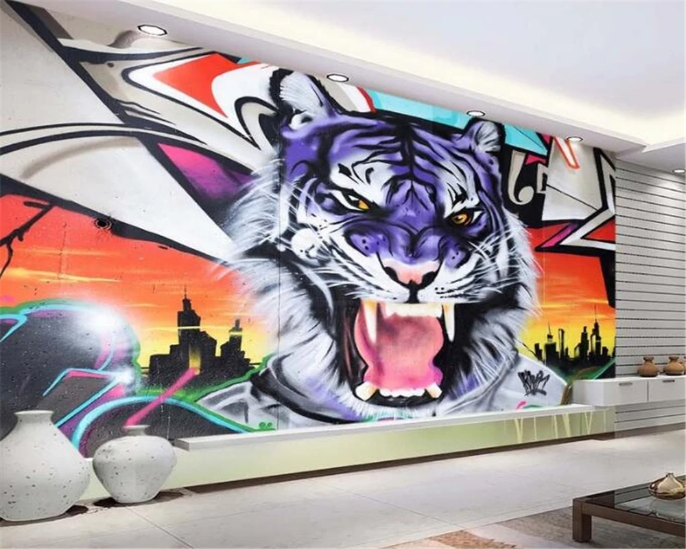 3D обои для гостиной спальни ТВ фон ручная роспись тигр стен 3 d papel parede|custom wallpaper|tiger