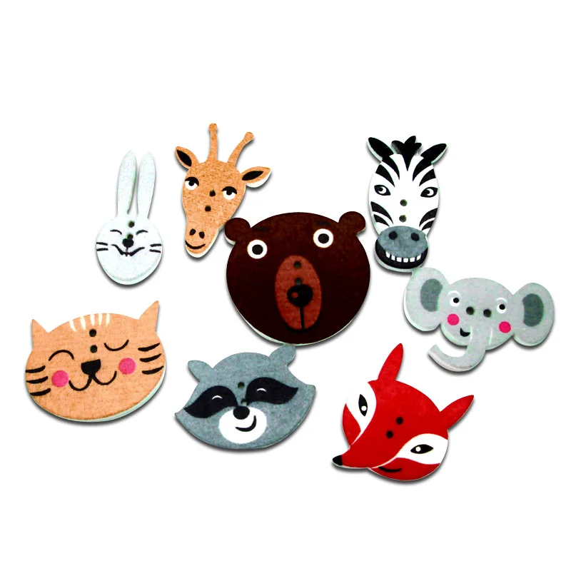 50 шт. деревянные пуговицы для одежды с животными рукоделия скрапбукинга