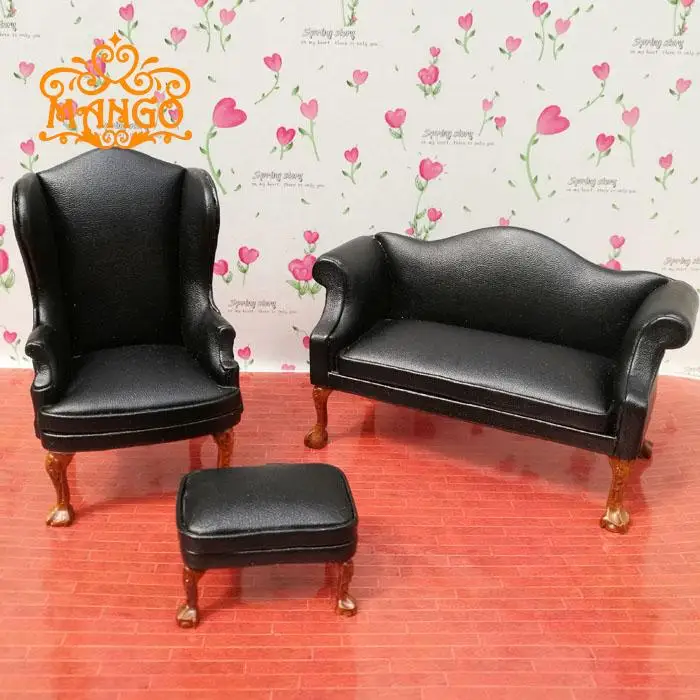 Миниатюрная мебель для кукольного домика кожаный диван с педалями несколько